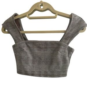 Fashion Nova‎ Plaid Gray Sleeveless Crop Top Size Small